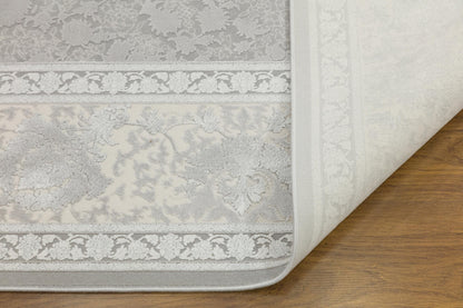 7x10 ft, Gray Classic oriental Silk Rug: Bamboo Yarn,fine fringes carpet