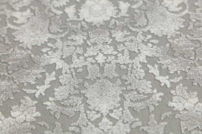 7x10 ft, Gray Classic oriental Silk Rug: Bamboo Yarn,fine fringes carpet