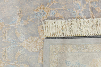 7x10 ft, Classic blue oriental Silk Rug: Bamboo Yarn, fine Fringes