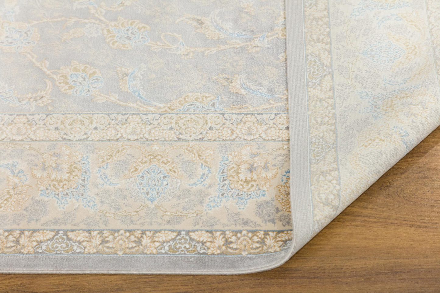 7x10 ft, Classic blue oriental Silk Rug: Bamboo Yarn, fine Fringes