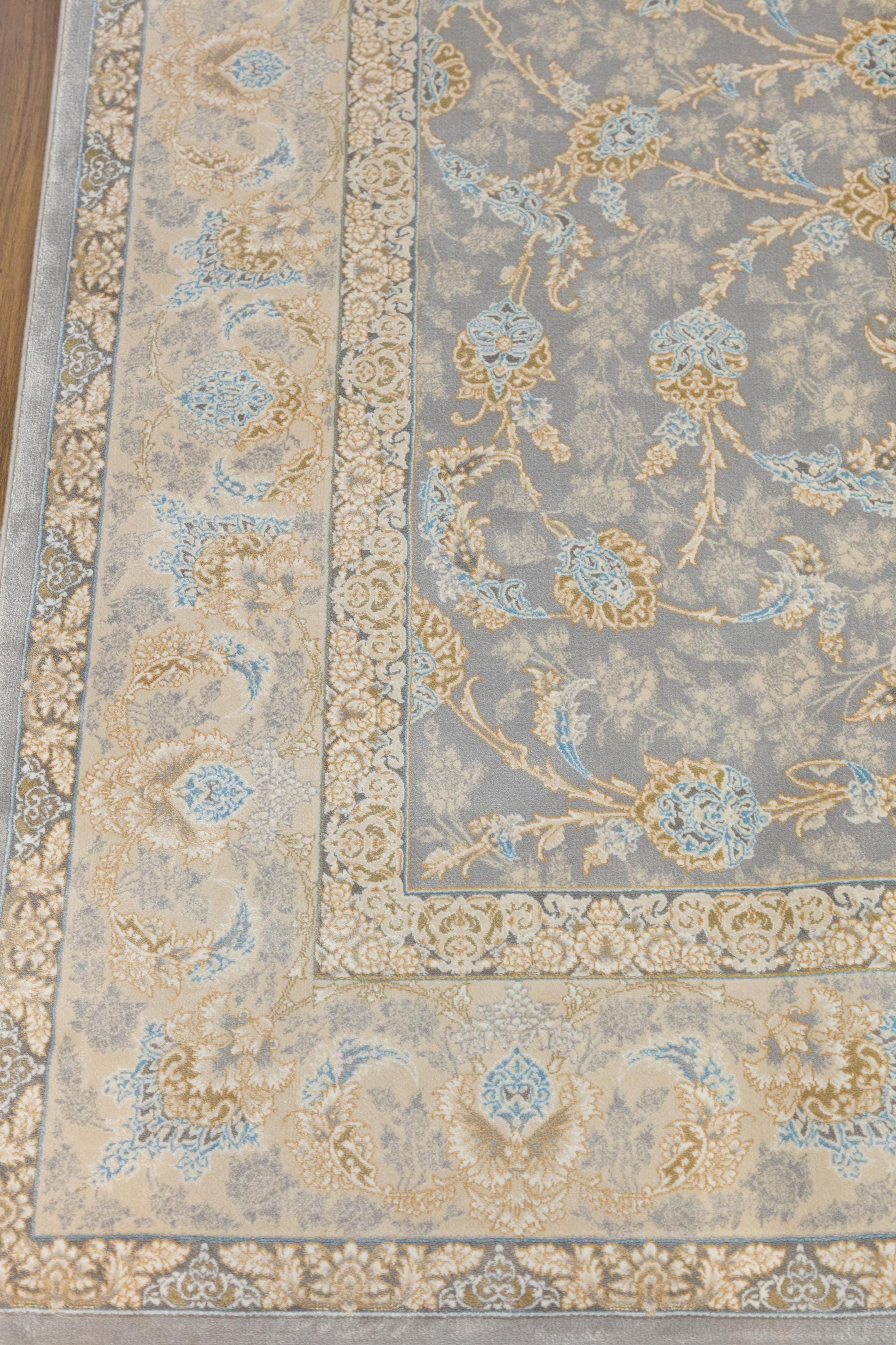7x10 ft, Classic blue oriental Silk Rug: Bamboo Yarn, fine Fringes