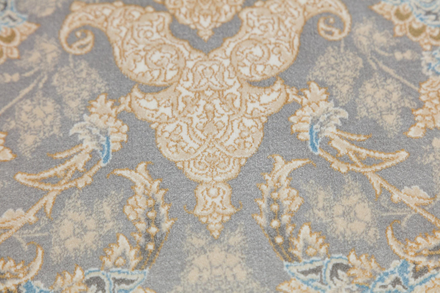 7x10 ft, Classic blue oriental Silk Rug: Bamboo Yarn, fine Fringes