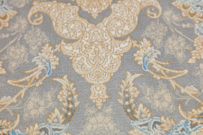7x10 ft, Classic blue oriental Silk Rug: Bamboo Yarn, fine Fringes