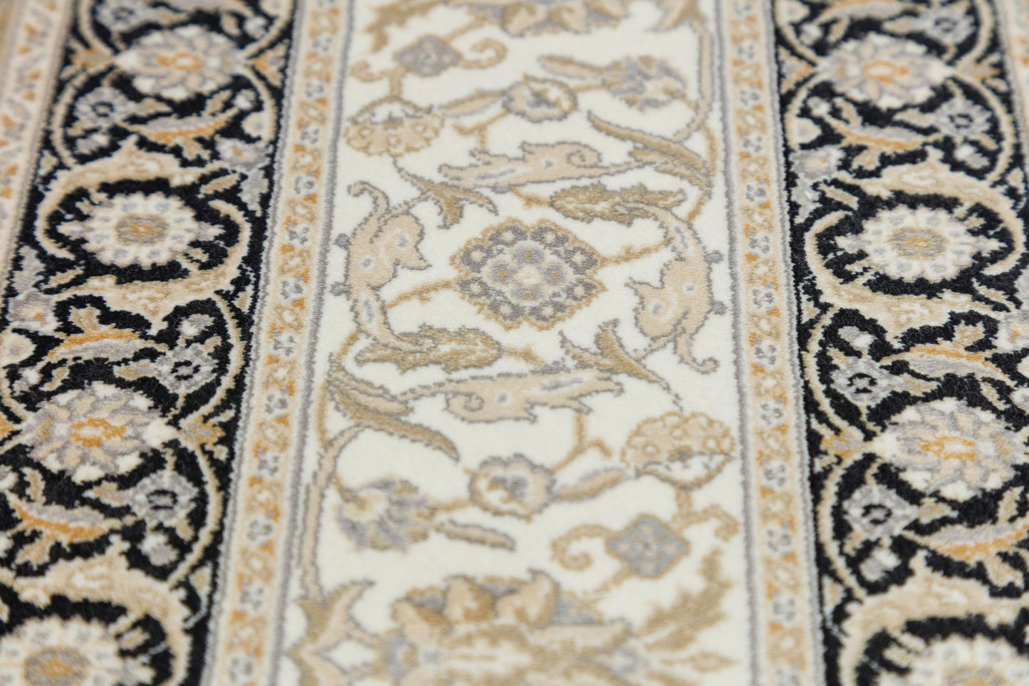 8x11 ft, Classic Black Silk Rug: Oriental black fine carpet with Fringes