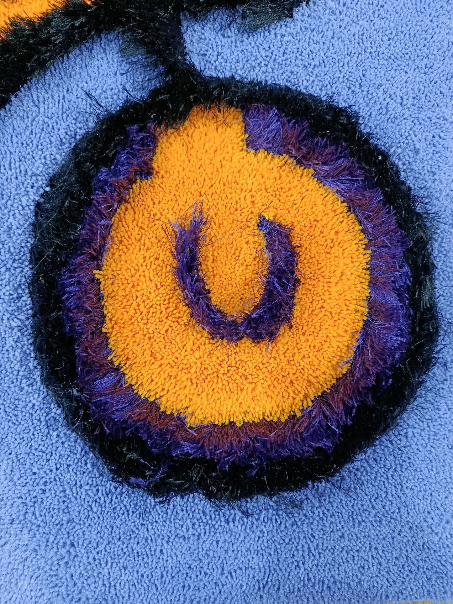 Handtufted Motorcycle Rug: Purple Kids Playroom Carpet with Orange Accents