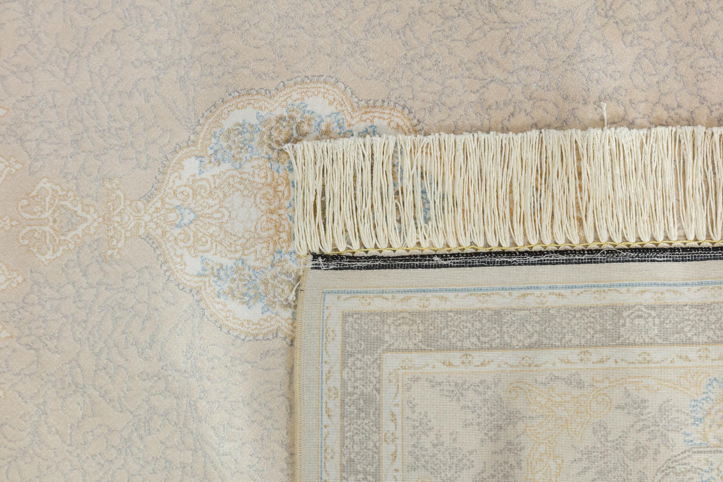 7x10 ft, Beige Classic oriental medallion Silk Rug made with viscose yarn