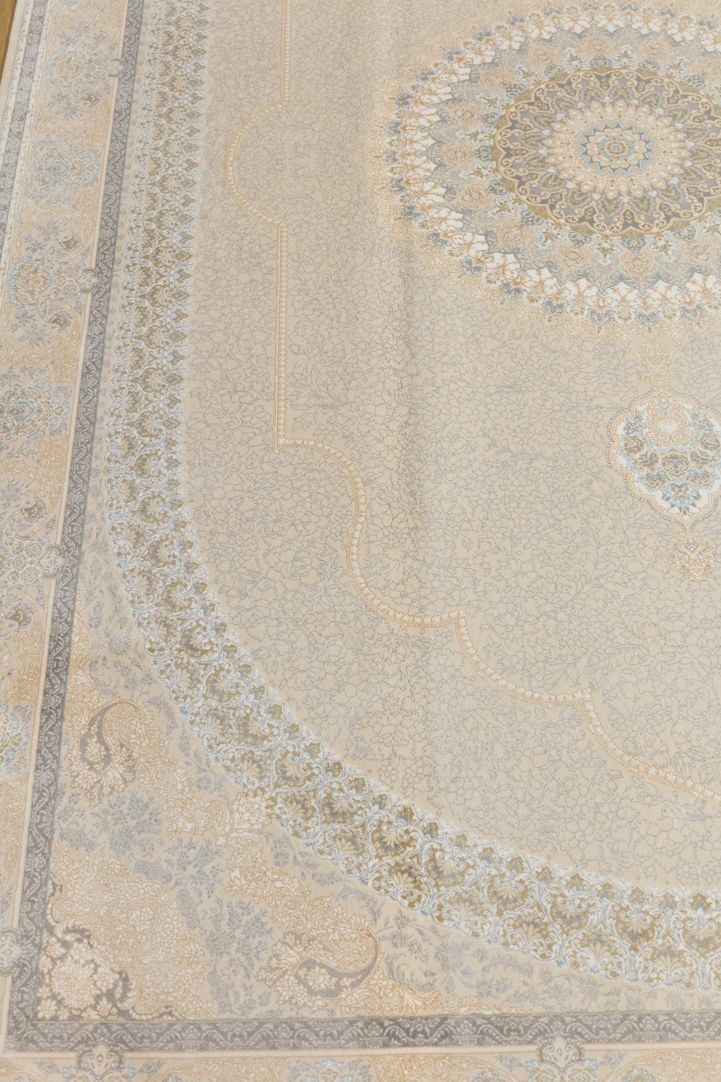 7x10 ft, Beige Classic oriental medallion Silk Rug made with viscose yarn