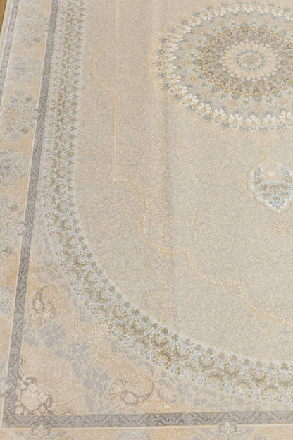 5x7 ft, Beige Classic oriental medallion Silk Rug