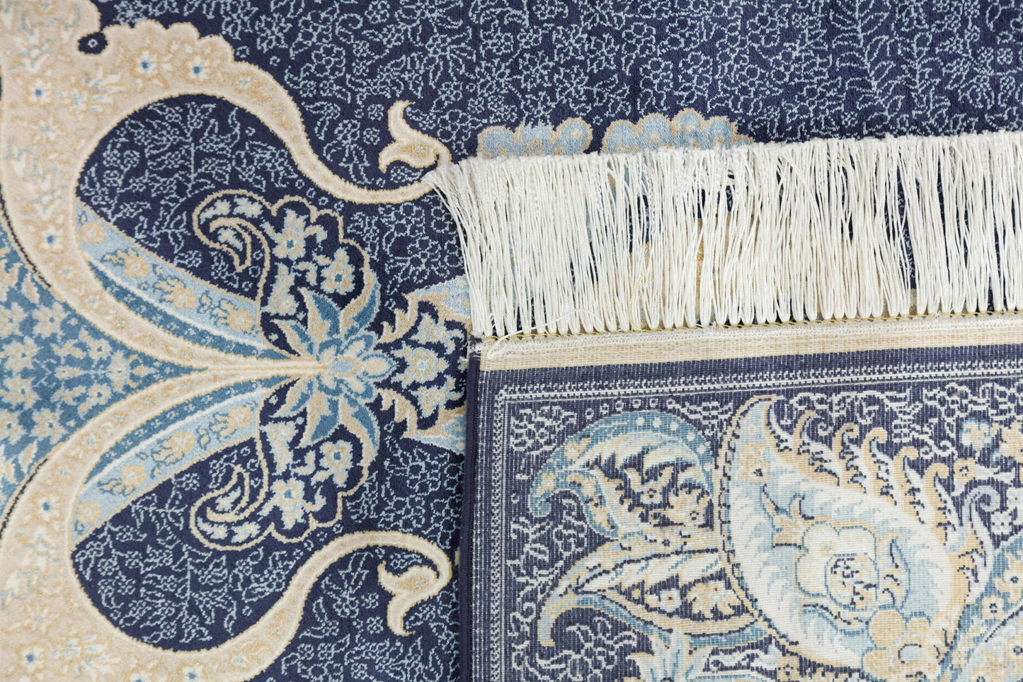 7x10ft, Fine Blue Oriental Silk Rug, Distressed Persian Design, Silk Look Carpet