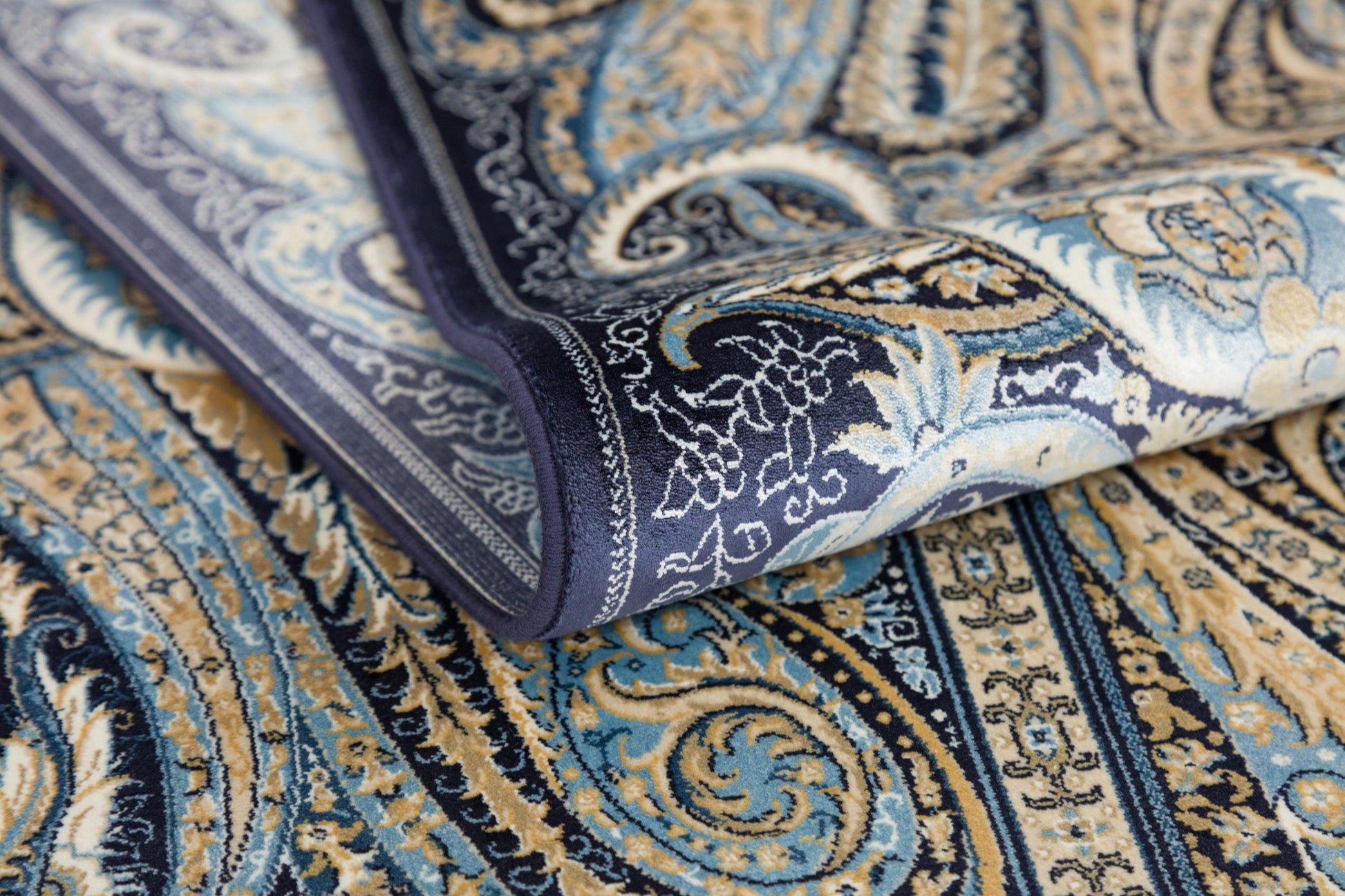 7x10ft, Fine Blue Oriental Silk Rug, Distressed Persian Design, Silk Look Carpet
