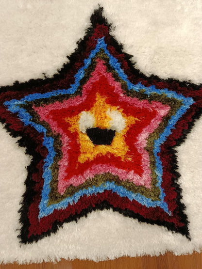 Handmade Tufted Star Rug: Colorful Kids Playroom Carpet (40"x40")