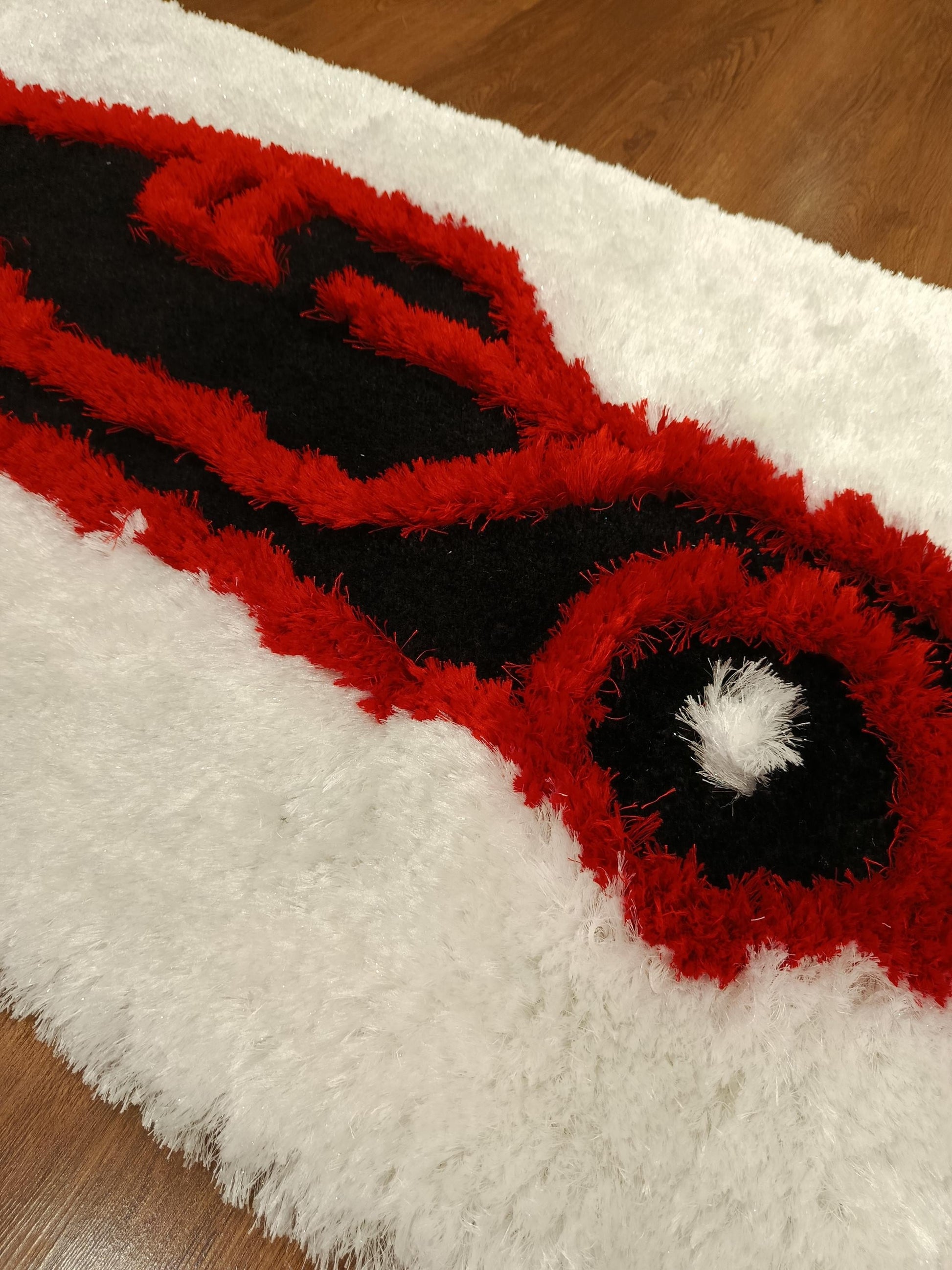 Tufted Sports Car Rug: Red & Black Race Car Design - 30"x51"