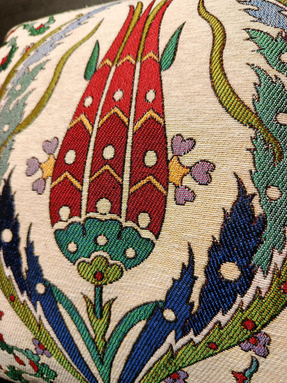 Ottoman Tulip Pillow Cover: Gobelin Tapestry Cushion, Turkish Boho Decor