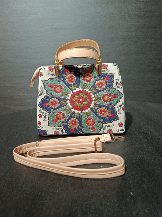 Mandala Tapestry Bag: Turkish Floral Medallion Crossbody Purse