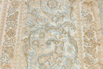 7x10 ft, Beige medallion classic Silk rug with fine tassels