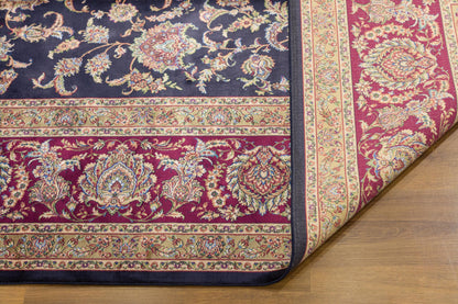 7x10 ft, Classic Blue Silk Rug: Oriental blue fine carpet with Fringes