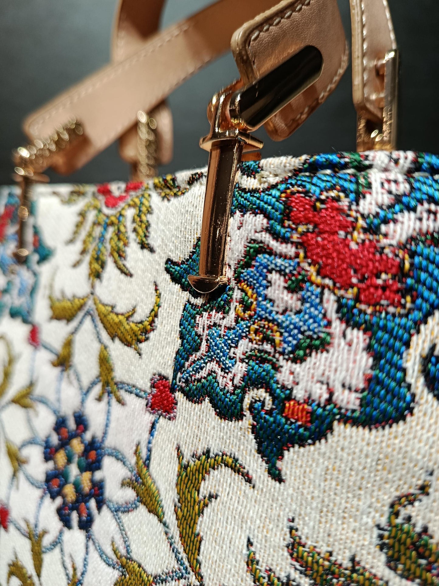 Turkish Gobelin Tapestry Bag: Ottoman Floral Crossbody Purse