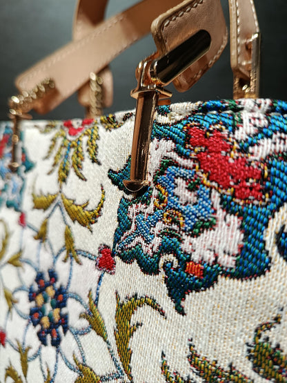 Turkish Gobelin Tapestry Bag: Ottoman Floral Crossbody Purse