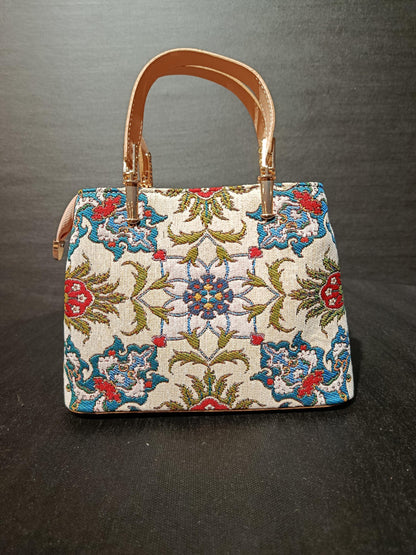 Turkish Gobelin Tapestry Bag: Ottoman Floral Crossbody Purse