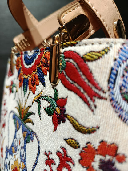 Turkish Gobelin Tapestry Bag: Ottoman Floral Crossbody Purse
