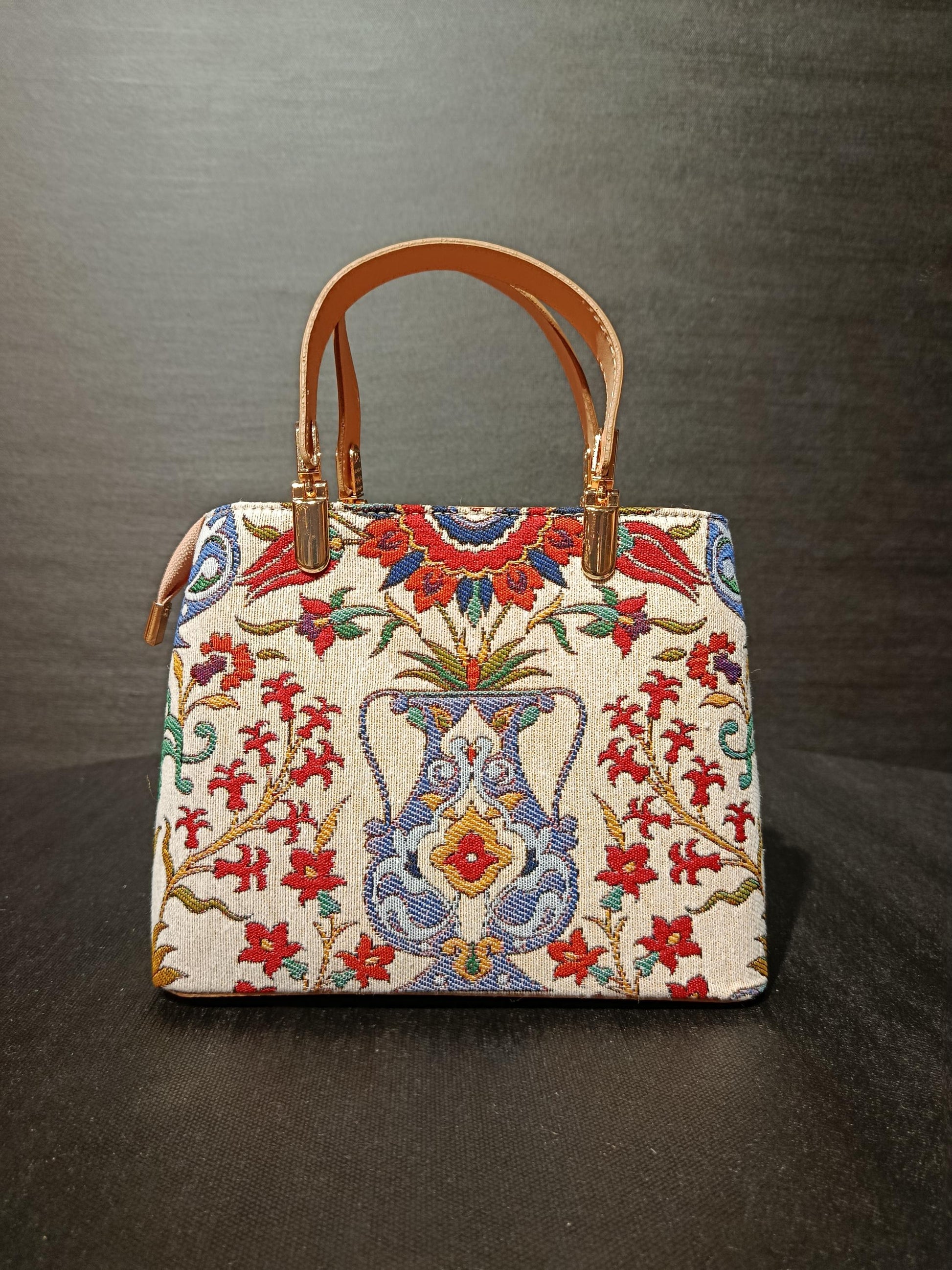 Turkish Gobelin Tapestry Bag: Ottoman Floral Crossbody Purse
