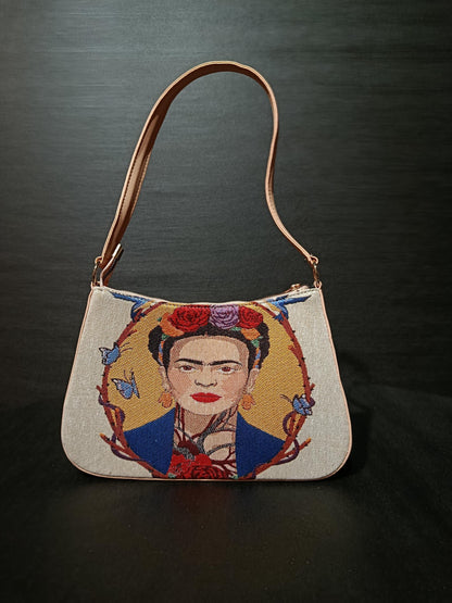 Frida Kahlo Gobelin Shoulder Bag: Handmade Boho Art Crossbody