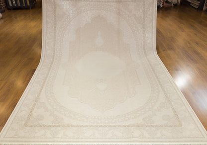 5x7 ft, Beige Classic oriental medallion Silk Rug made with viscose yarn