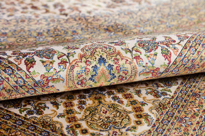 7x10 ft, Beige Classic oriental medallion Silk Rug made with viscose yarn