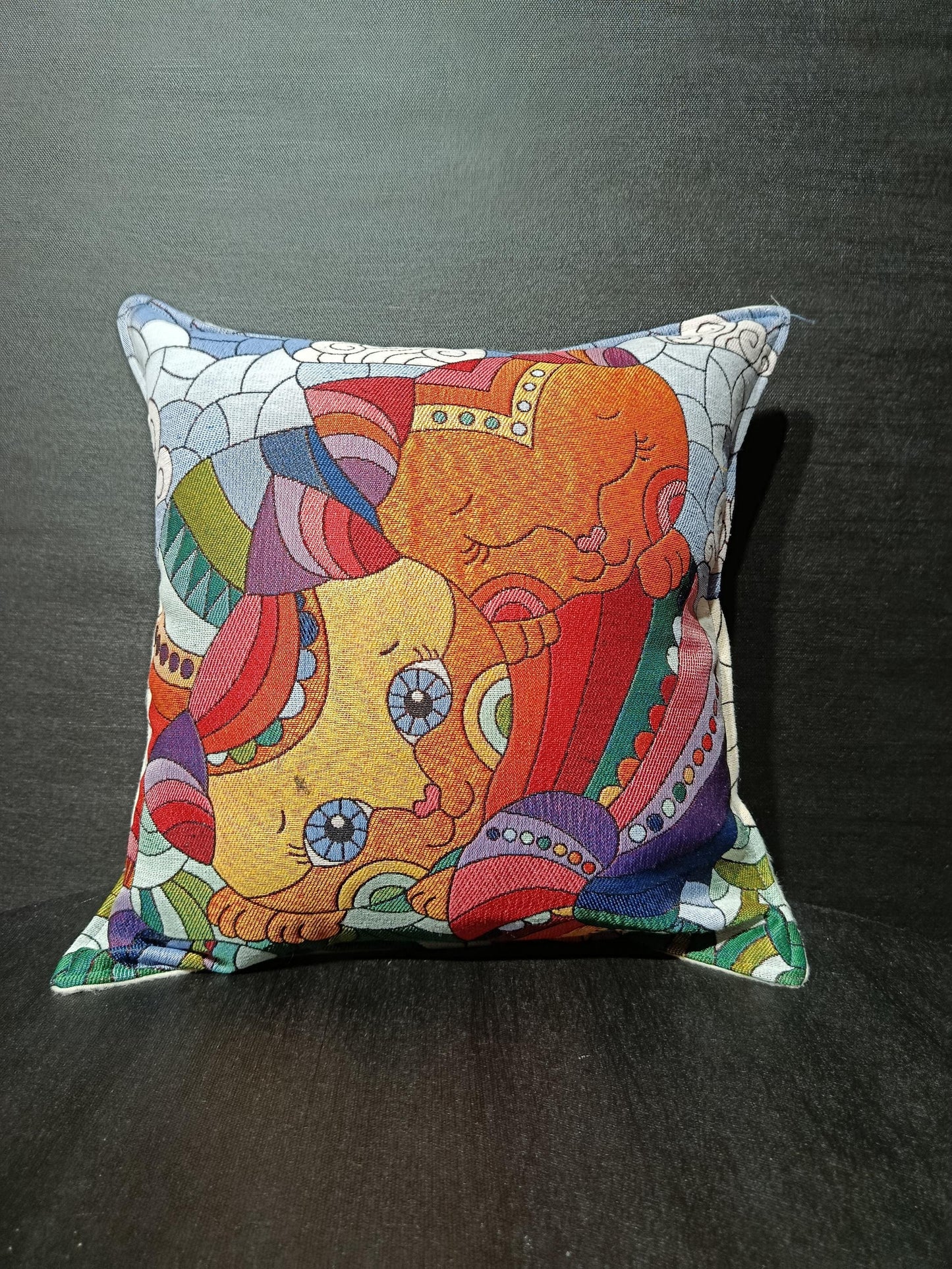 Colorful Sleeping Cats Gobelin Cushion Cover: Turkish Woven Throw Pillow