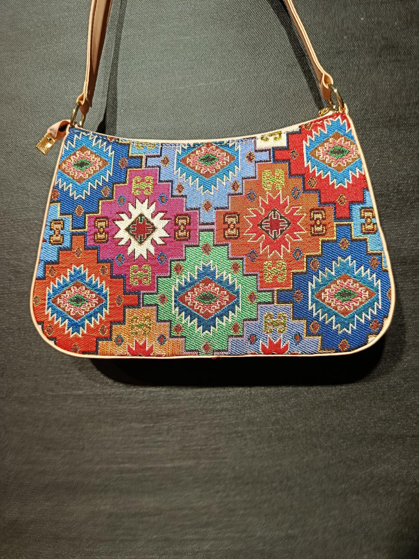 Turkish Kilim Shoulder Bag: Handmade Gobelin Crossbody Purse