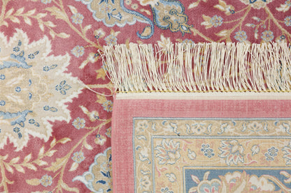 8x11 ft, Red Classic Silk Rug: Oriental Bamboo Carpet with fine Fringes