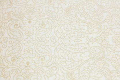 10x13 ft, Beige Classic Silk Rug with paisley desing on the border, fine fringes