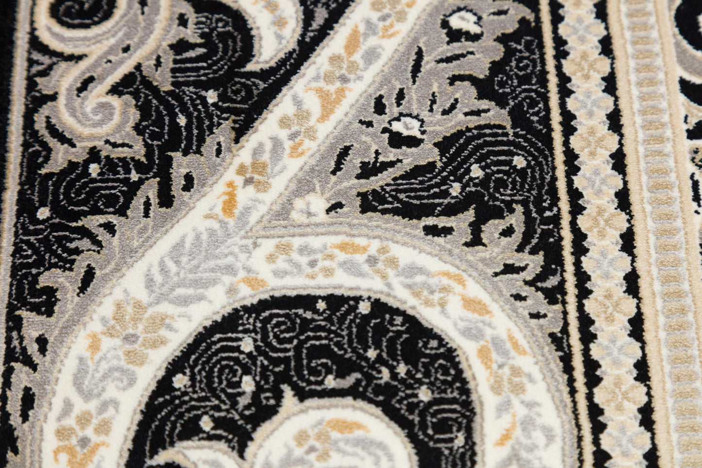 8x11 ft, Black Classic Silk oriental Rug: Fine Medallion Carpet with fringes