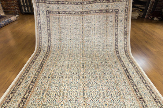 8x11 ft, Classic Blue Silk Rug: Oriental blue fine carpet with Fringes