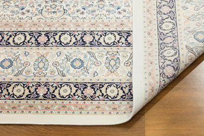 8x11 ft, Classic Blue Silk Rug: Oriental blue fine carpet with Fringes