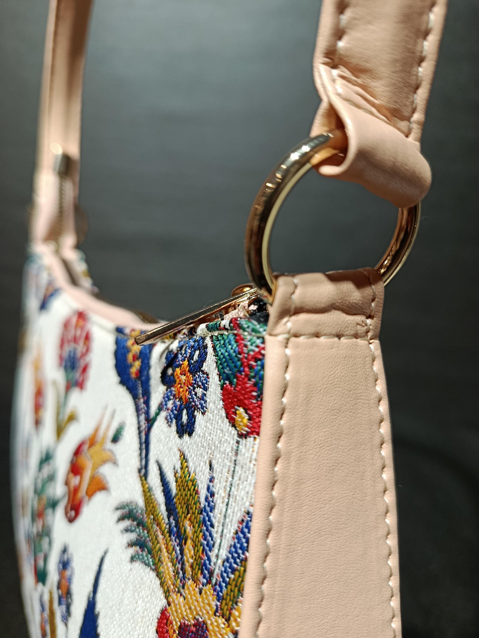 Ottoman Floral Tapestry Shoulder Bag: Turkish Gobelin Crossbody Purse