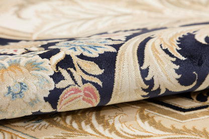 10x13 ft, Fine Blue Classic Oreintal Silk Rug: Bamboo Medallion viscose carpet