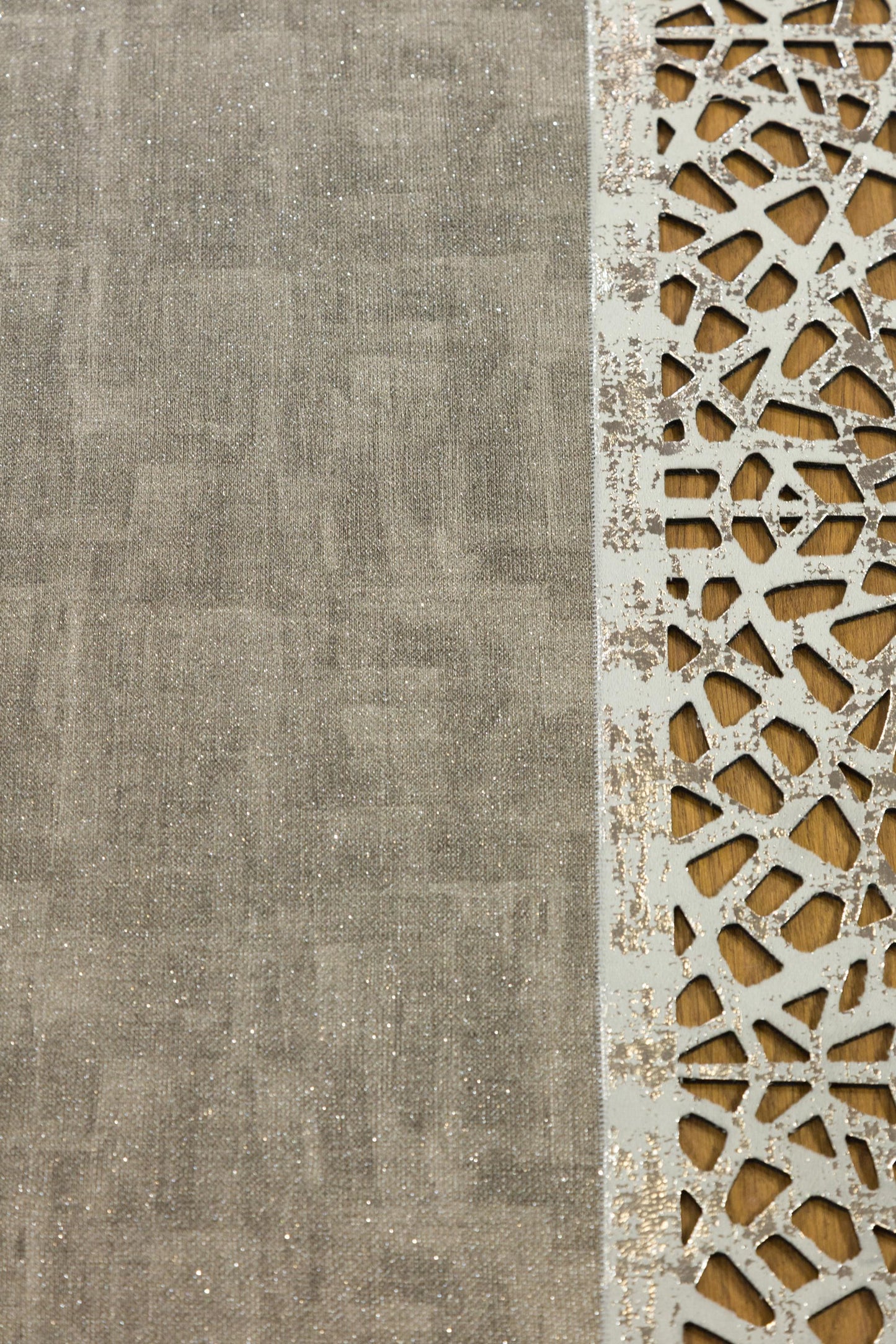 Laser Cut Faux Leather Rug: Modern Geometric Border, Turkish Floor Decor (5x7ft)