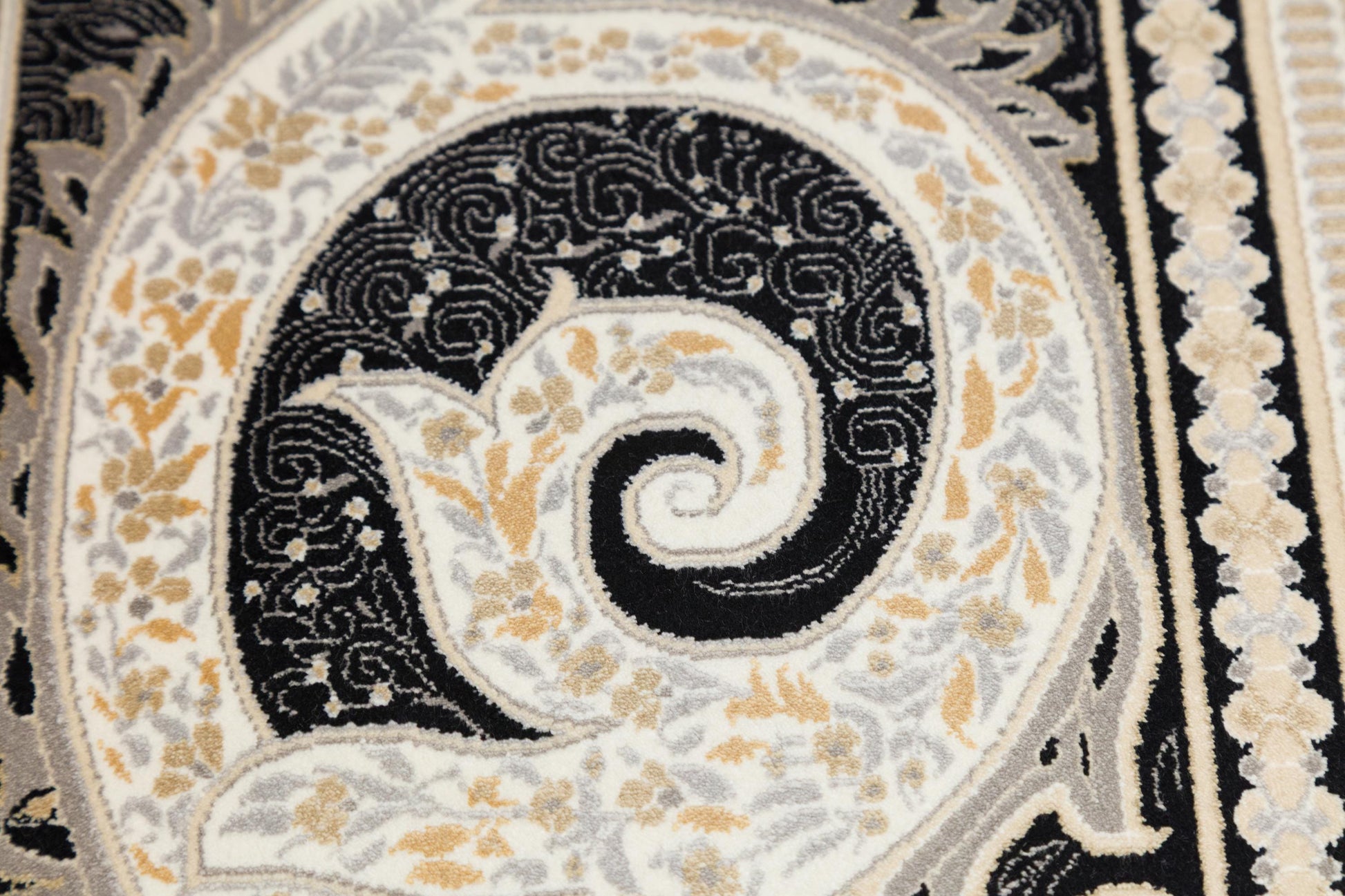 10x13 ft, Black Classic oriental Silk Rug: Fine Medallion Carpet with fringes
