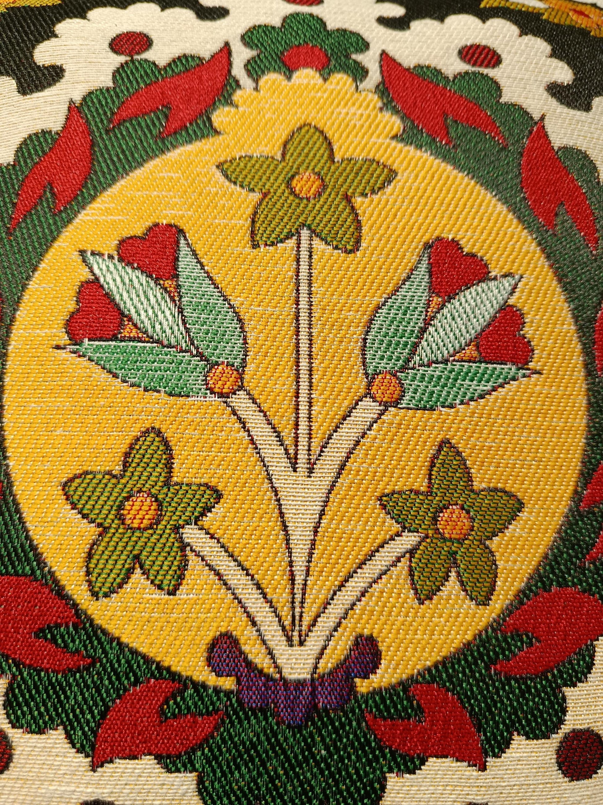 40x40 cm Turkish Gobelin Pillow Cover – Traditional Floral Medallion Cushion Case