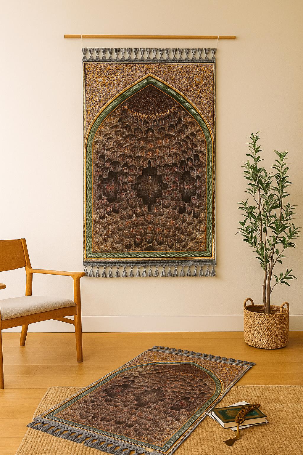 Turkish Prayer Rug, Ottoman Design, Soft Muslim Prayer Mat