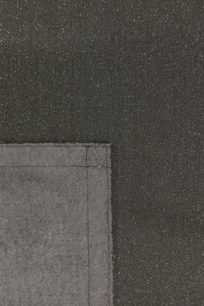 Black Faux Leather Rug: Laser Cut Silver Border, Modern Turkish Design (5x7 ft.)