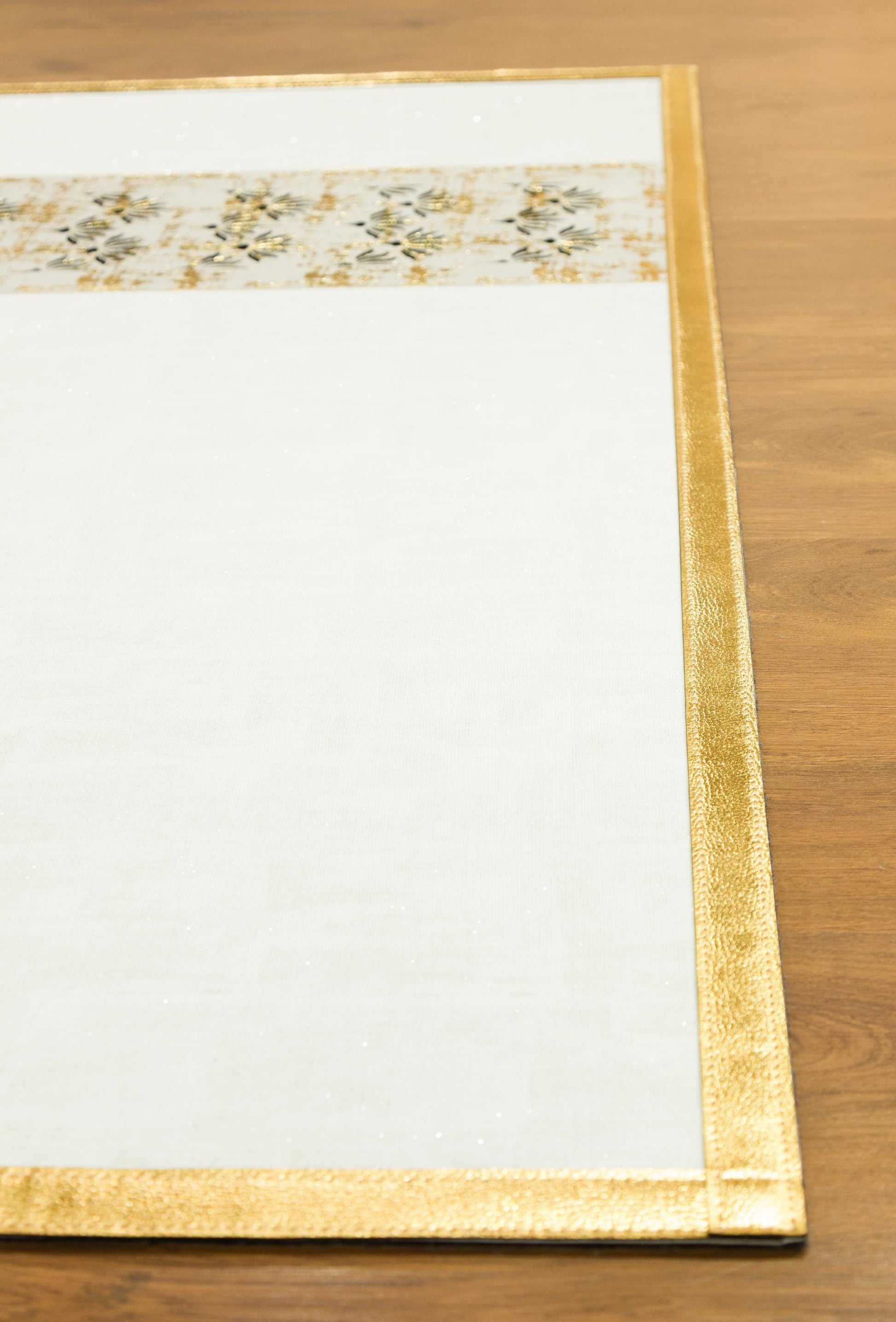 Faux Leather Runner Rug: Gold Laser-Cut Turkish Hallway Carpet, 5x7 ft