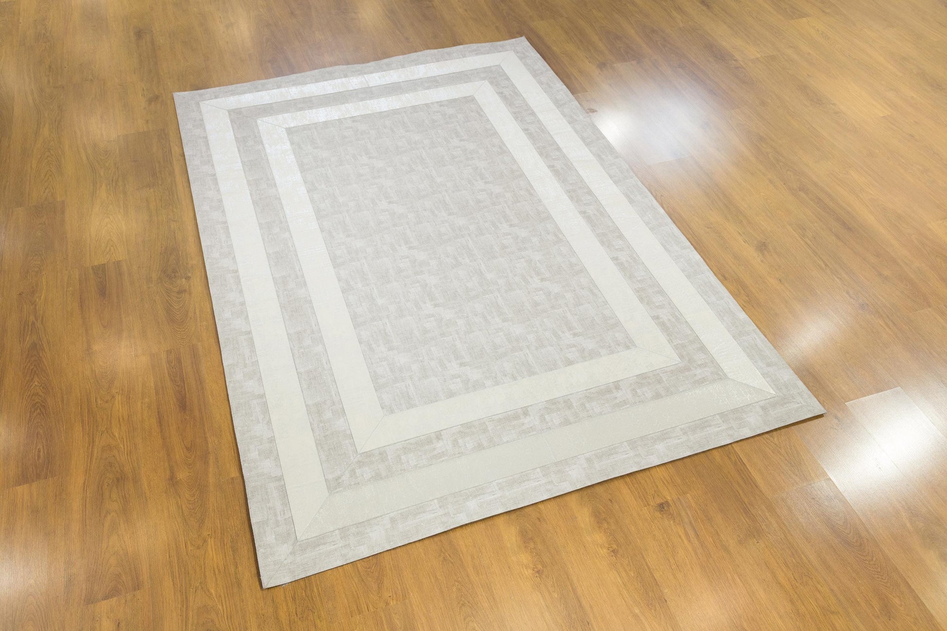 Silver Faux Leather Rug 5x7ft: Modern Minimalist Turkish Area Rug