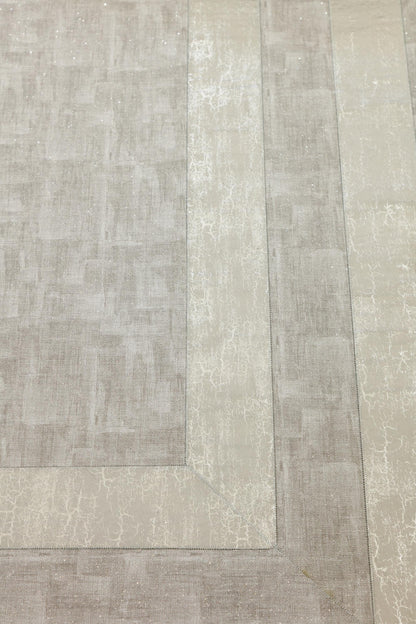 Silver Faux Leather Rug 5x7ft: Modern Minimalist Turkish Area Rug