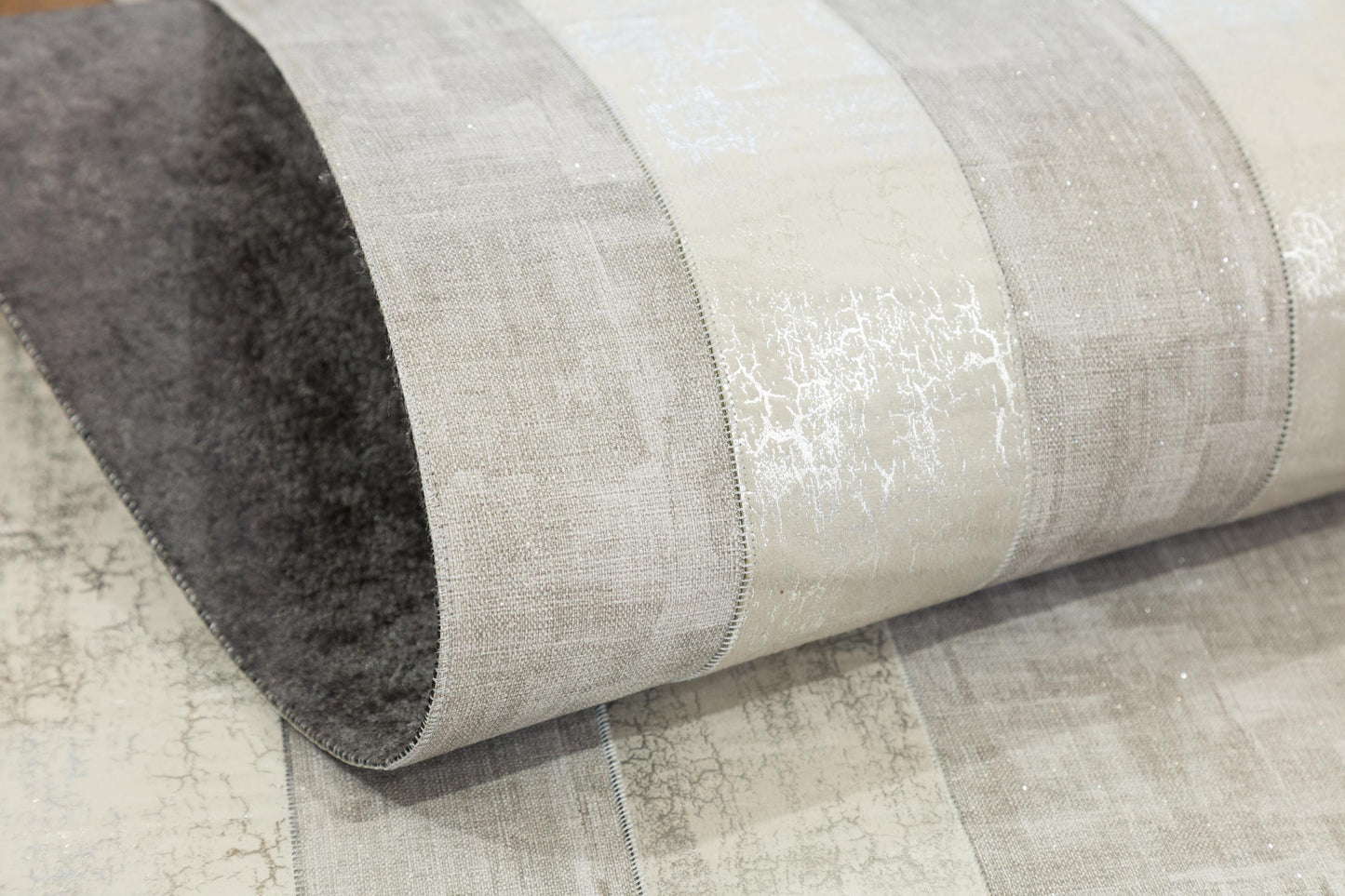 Silver Faux Leather Rug 5x7ft: Modern Minimalist Turkish Area Rug