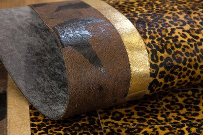 Leopard Print Faux Leather Rug: 5x7 ft Exotic Animal Carpet