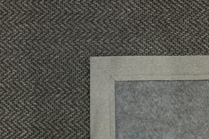 Modern Charcoal Area Rug: Gray Fabric Border, Flatweave Jute Rug