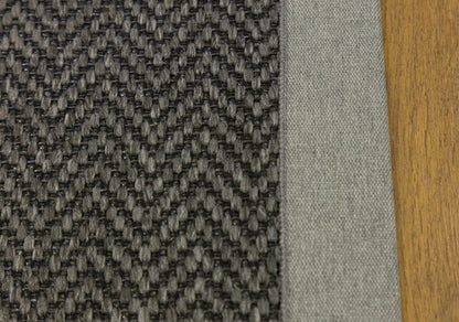Modern Charcoal Area Rug: Gray Fabric Border, Flatweave Jute Rug
