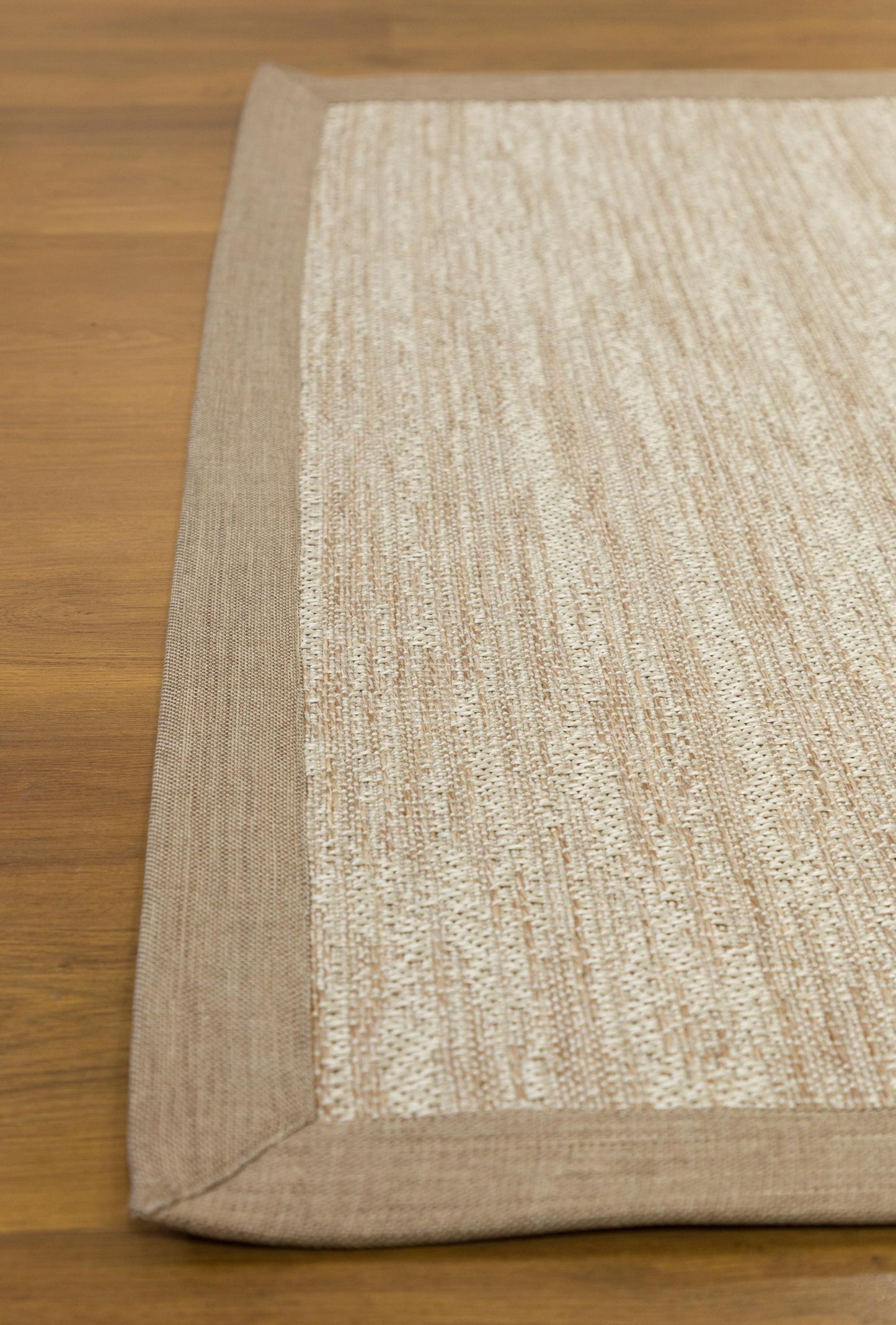 Beige Flatweave jute Rug: Modern Minimalist Area Carpet with Light Brown Border